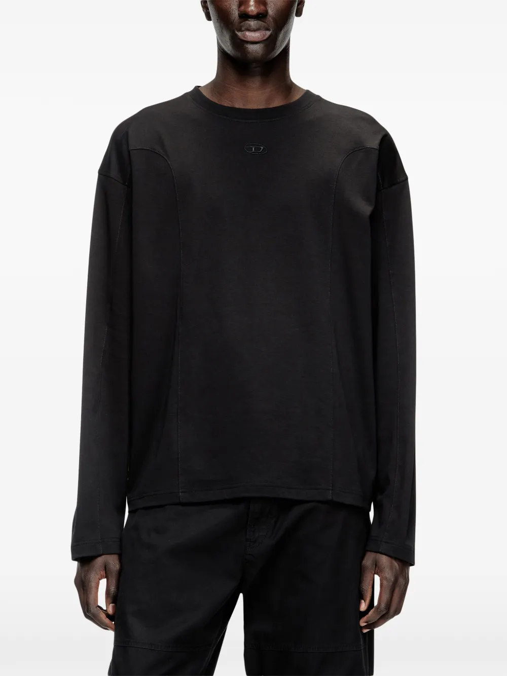 Diesel T-Boxt-LS-INT T-shirt met lange mouwen en vlakken Zwart