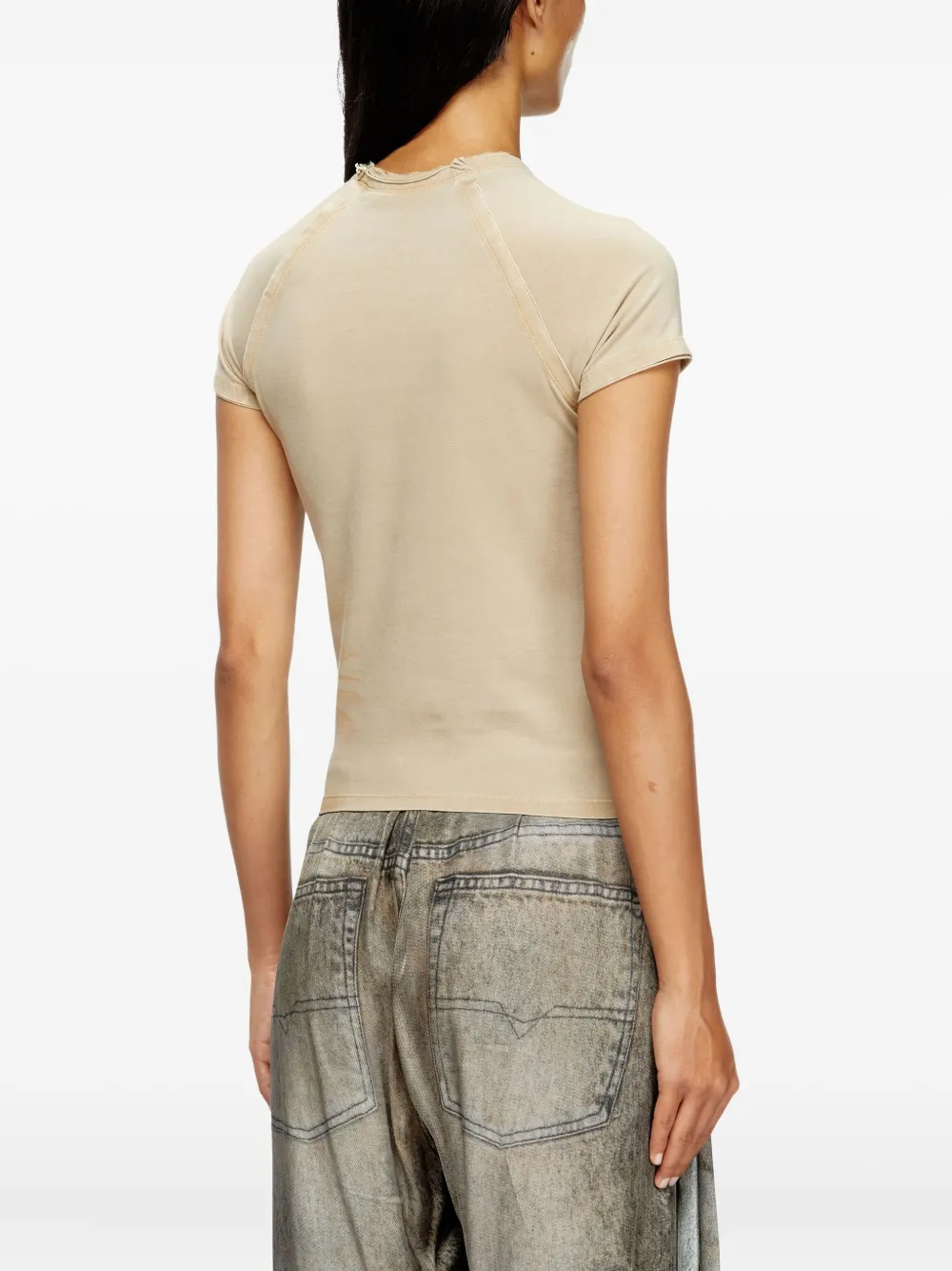 Diesel rhinestone-embellished raglan-sleeve T-shirt Beige