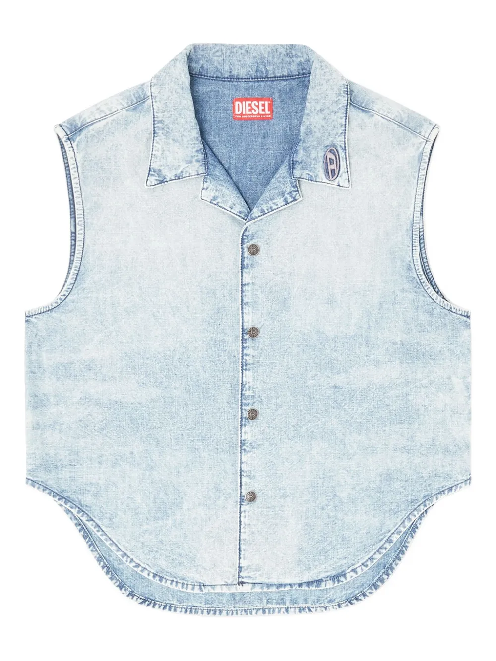 Diesel logo-embroidered denim vest Blauw