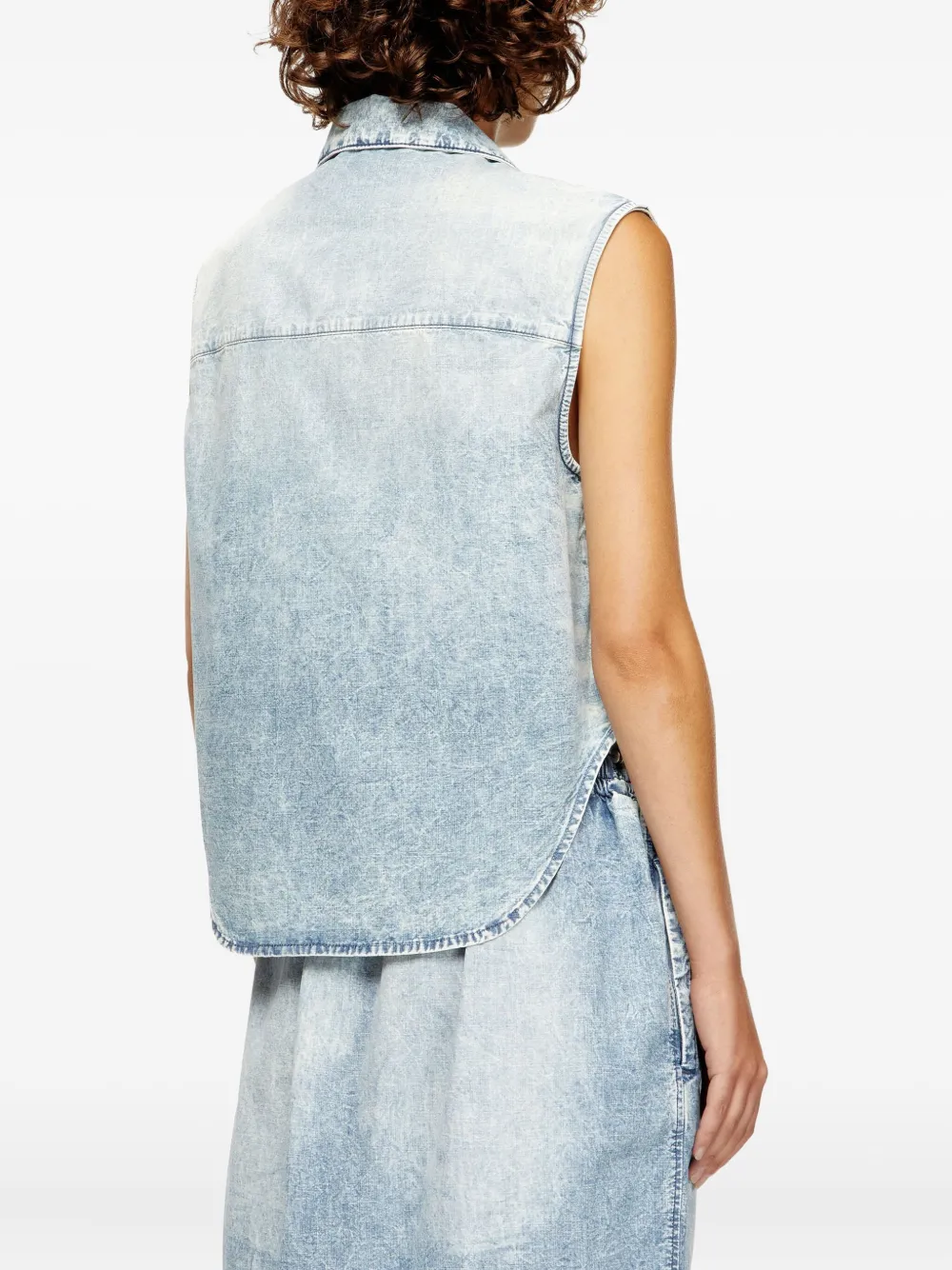 Diesel Denim spencer met geborduurd logo Blauw
