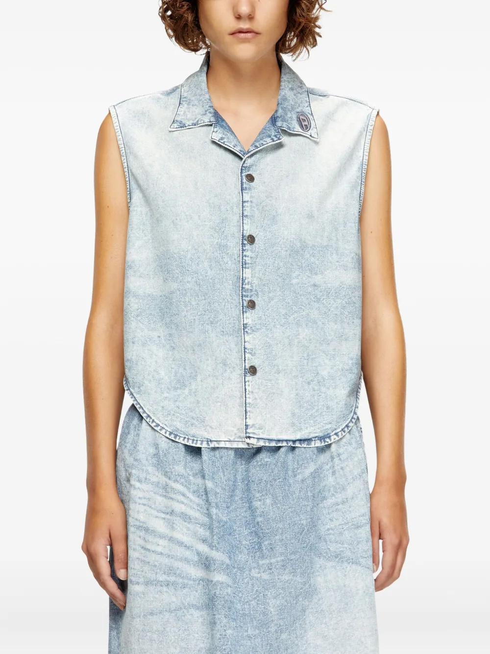 Diesel Denim spencer met geborduurd logo Blauw