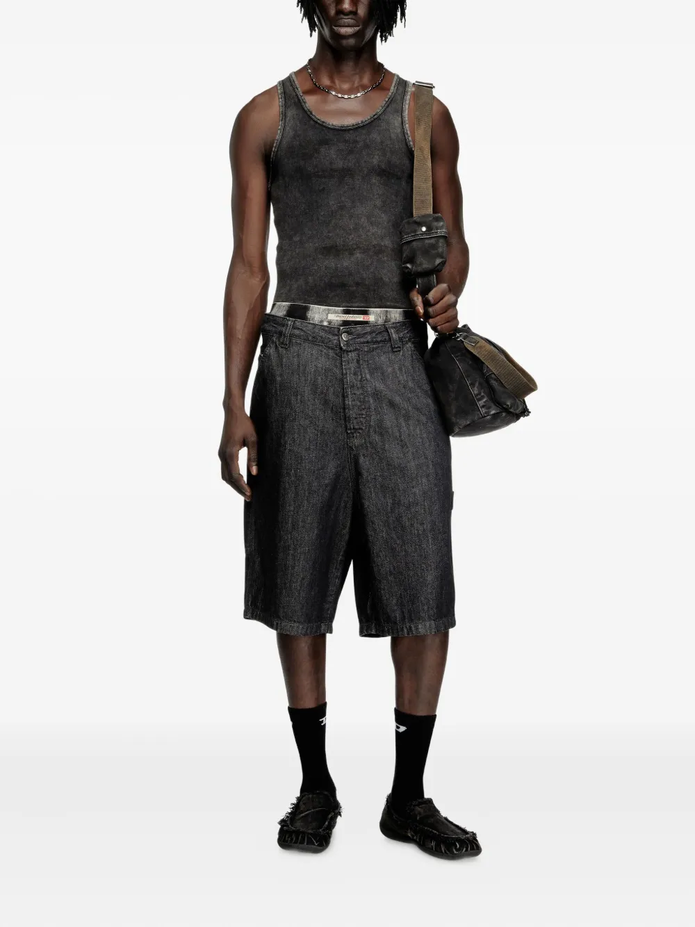 Diesel D-Livery-W utility-pocket denim shorts Zwart