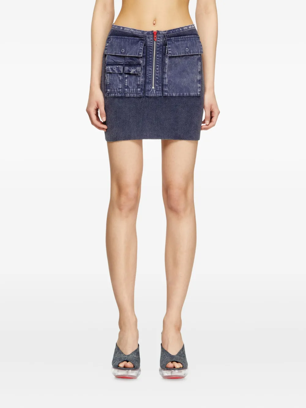 Diesel M-Meryn zip-front pocket mini skirt Blauw
