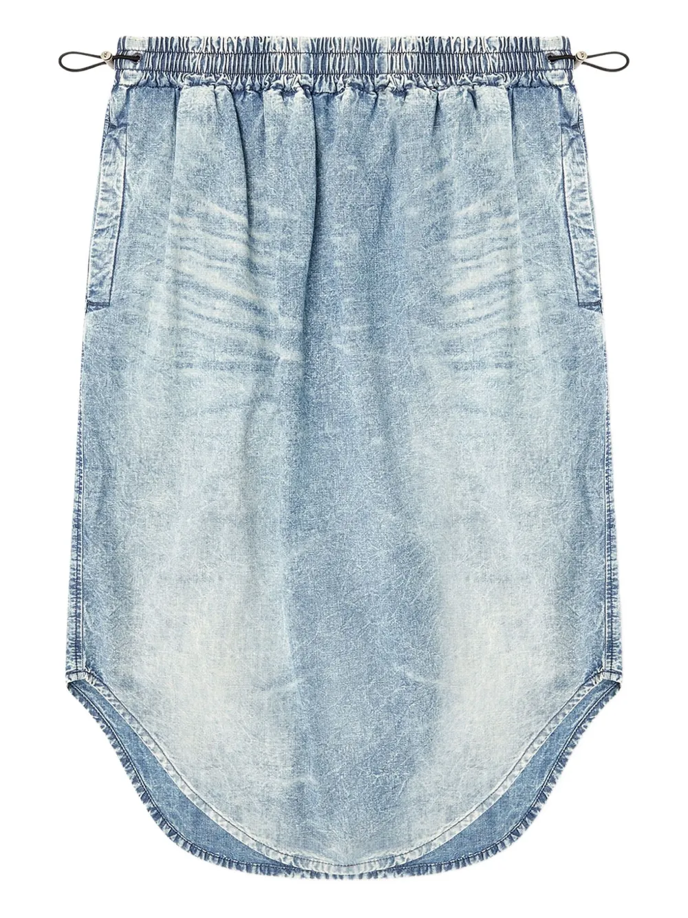Diesel DE-Ashley-S midi-rok met elastische tailleband en gewelfde afwerking Blauw