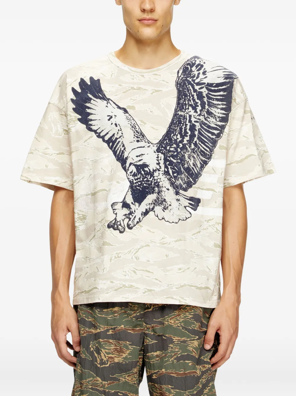 Diesel T-Boxt-T14 T-shirt met camouflageprint Beige