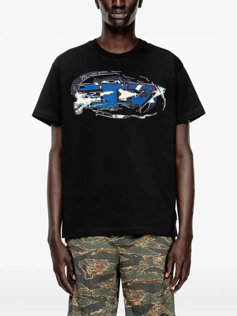 Diesel T-Norm-T11 T-shirt met grafische print Zwart