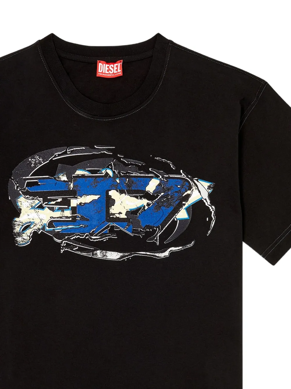 Diesel T-Norm-T11 T-shirt met grafische print Zwart