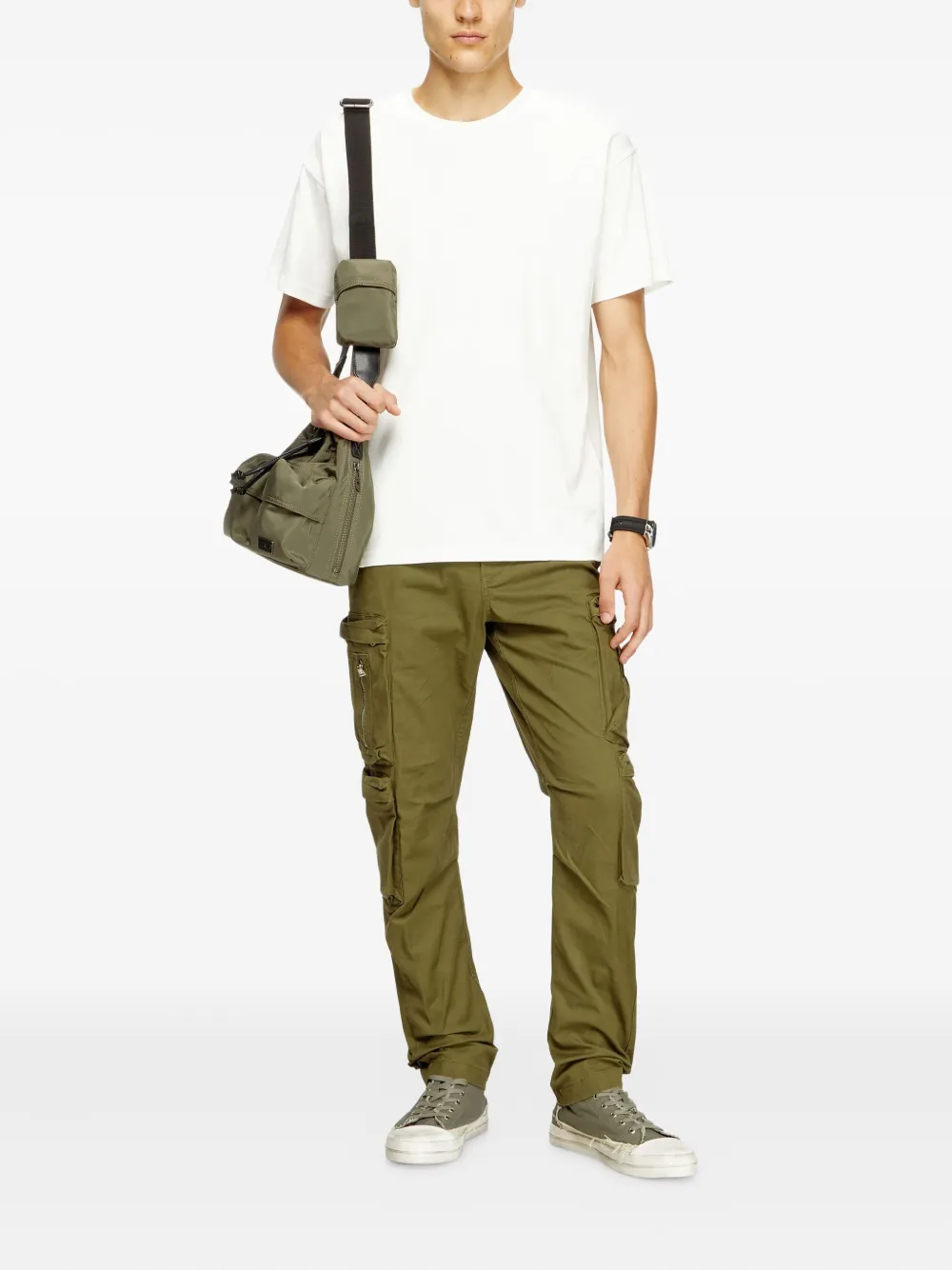 Diesel T-Norm-Int katoenen T-shirt met geborduurd detail Beige