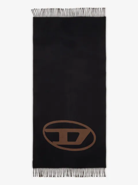 Diesel S-Tevie oval-logo fringed scarf