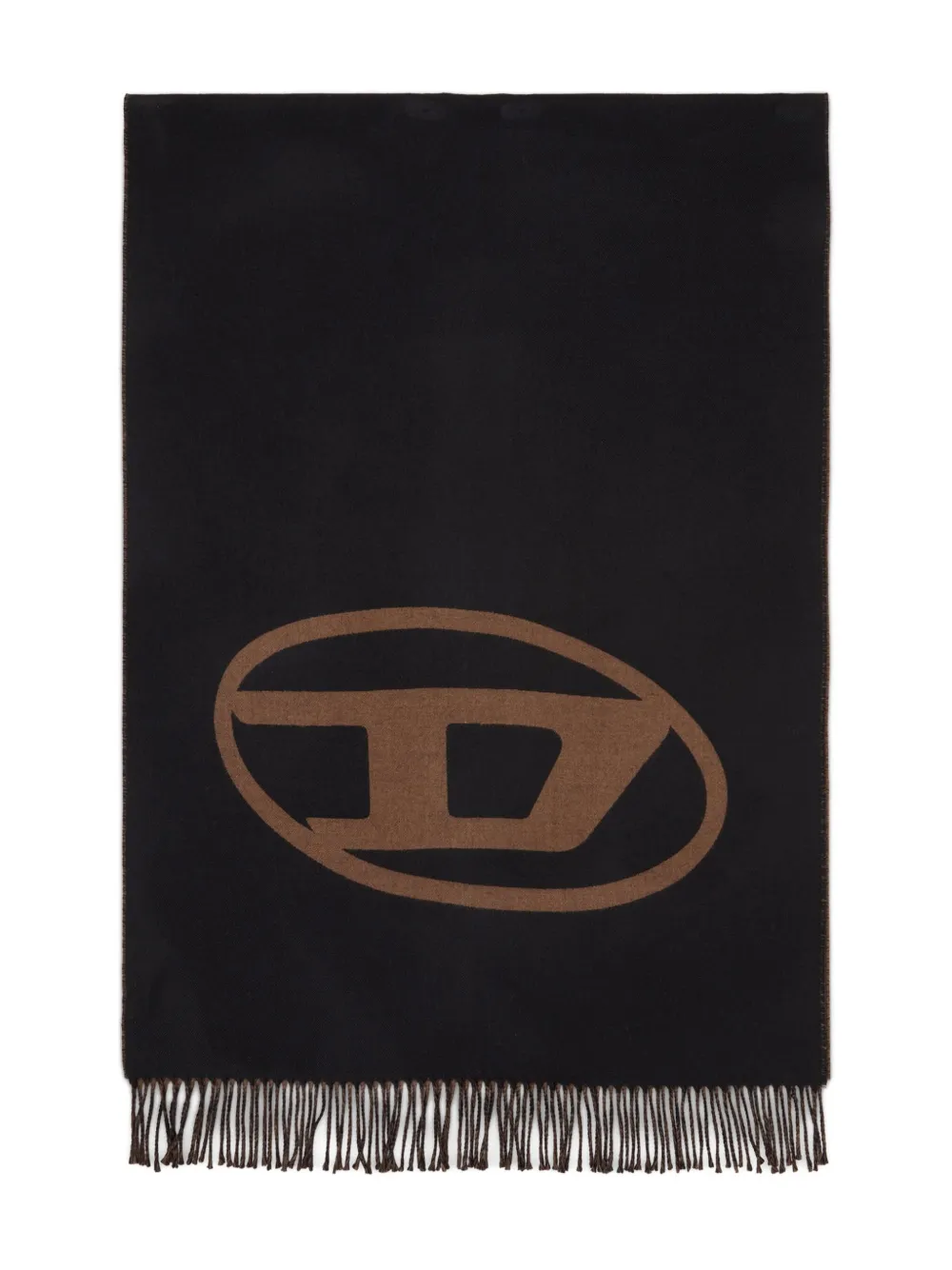 Diesel S-Tevie sjaal met franje en logo Zwart