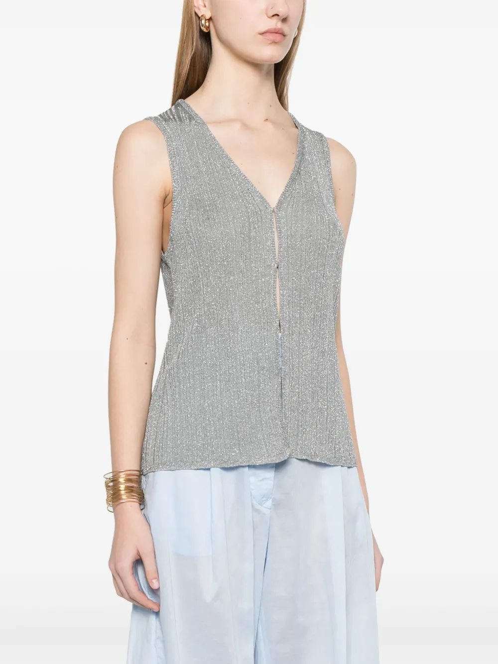 Majestic Filatures Lurex gilet Grijs