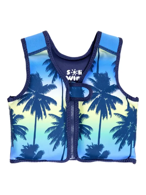 SOLISWIM KIDS tropical-print zip-up float suit