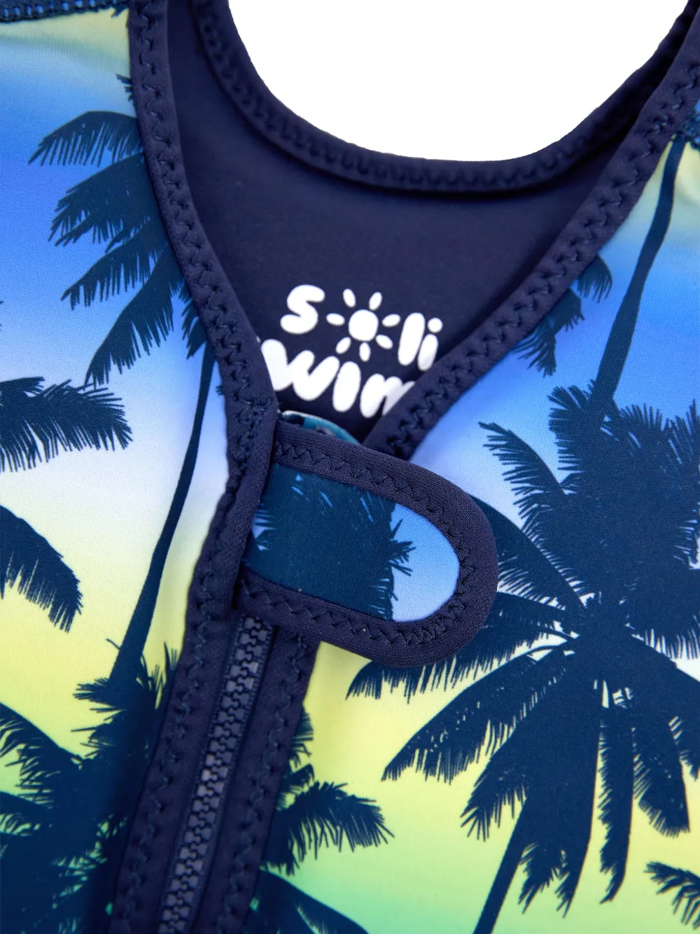 SOLISWIM KIDS Drijfpak met tropische print en rits Blauw