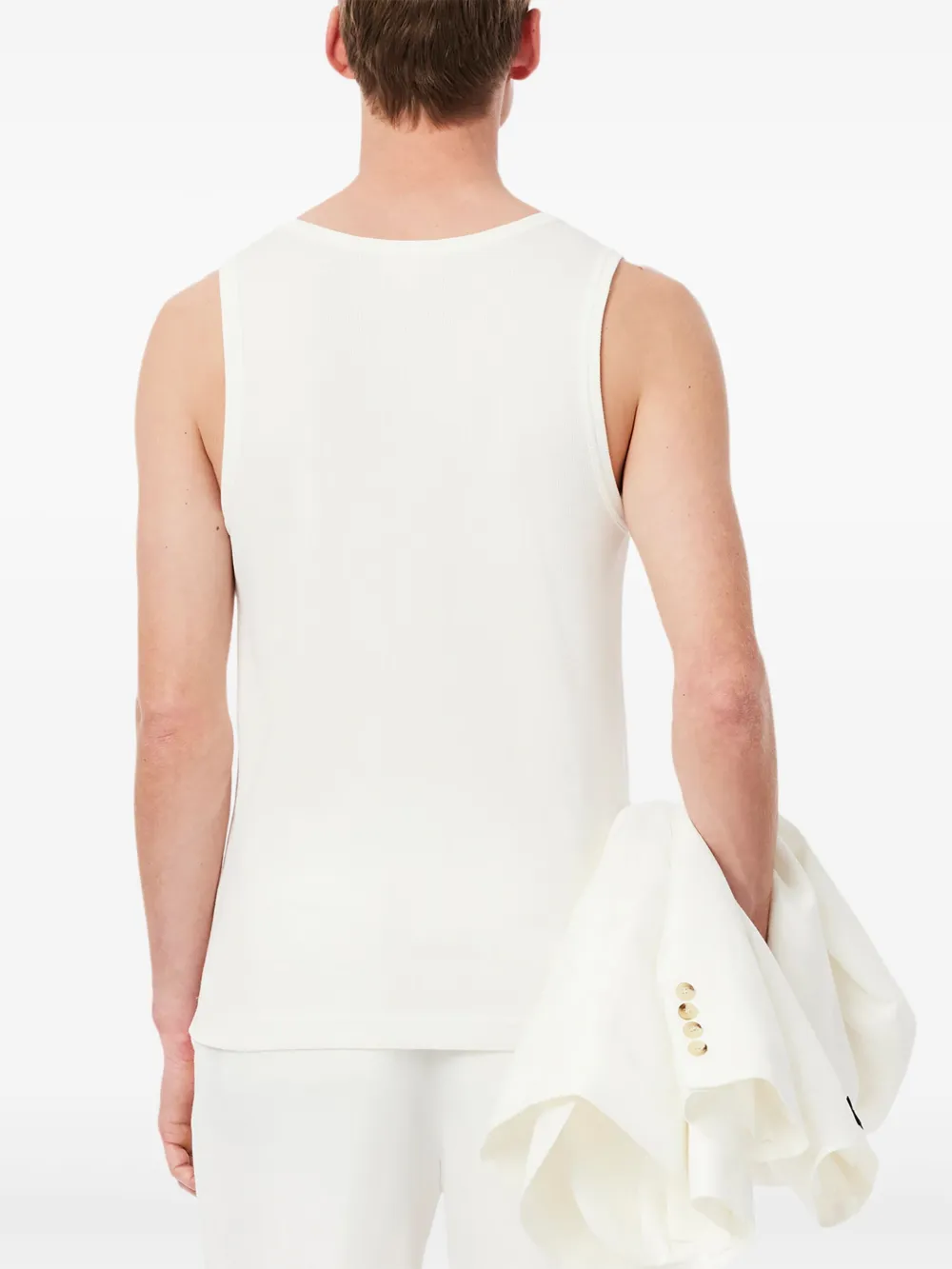 Lacoste Tanktop met geborduurd logo Wit