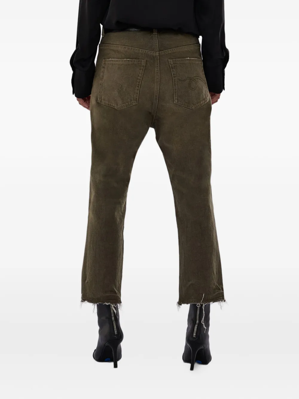 R13 Gerafelde jeans Groen