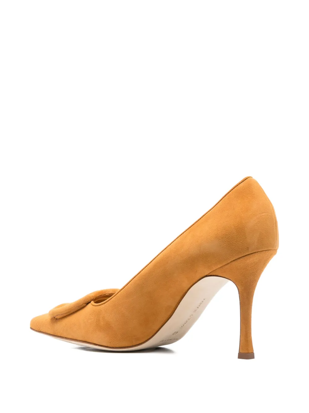 Manolo Blahnik 90mm Maysale Buckle-detail Pointed-toe Pumps In Neutral