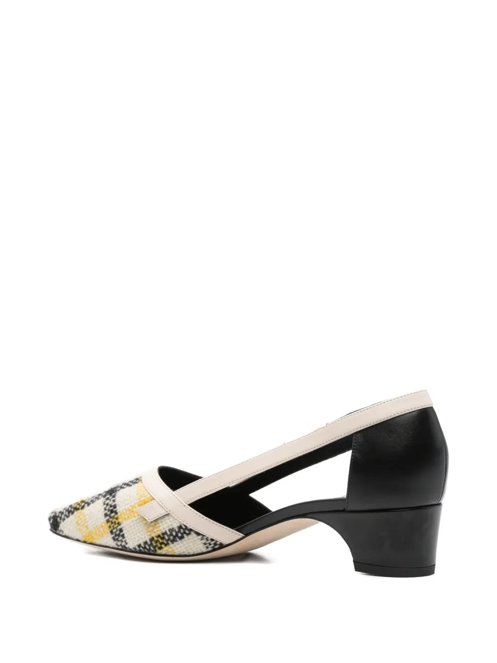 Manolo Blahnik 30mm Varro checked-pattern cut-out pumps White