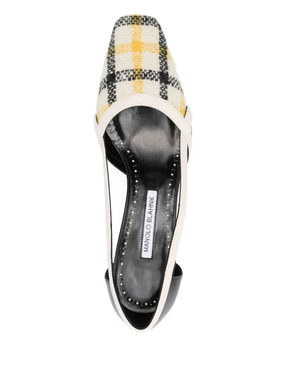 Manolo Blahnik 30mm Varro checked-pattern cut-out pumps White