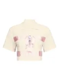 AREA crystal-embellished cropped polo - Neutrals