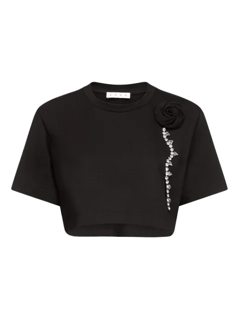 AREA crystal-embellished cropped t-shirt