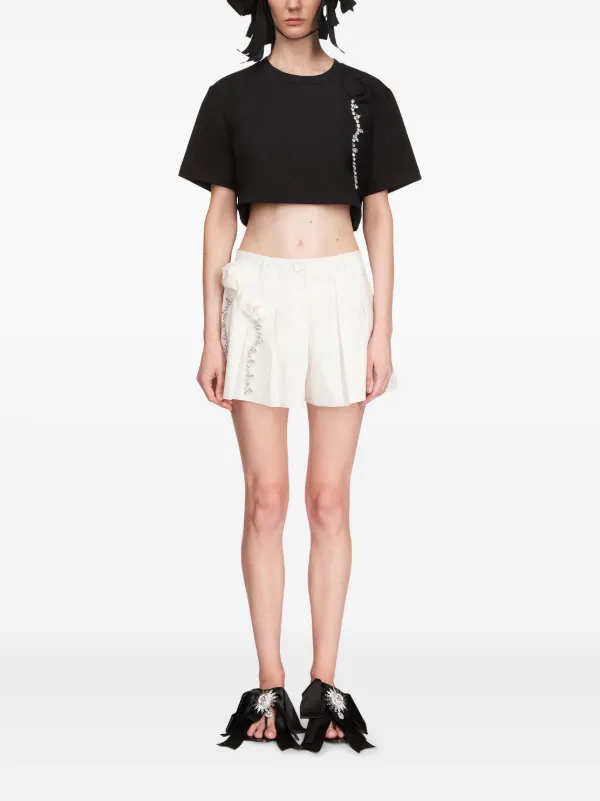 AREA crystal-embellished Cropped t-shirt | Black | FARFETCH