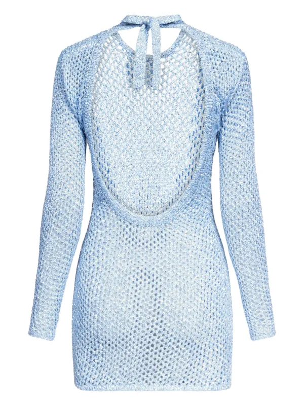 AREA Crochet Mini Dress | Blue | FARFETCH