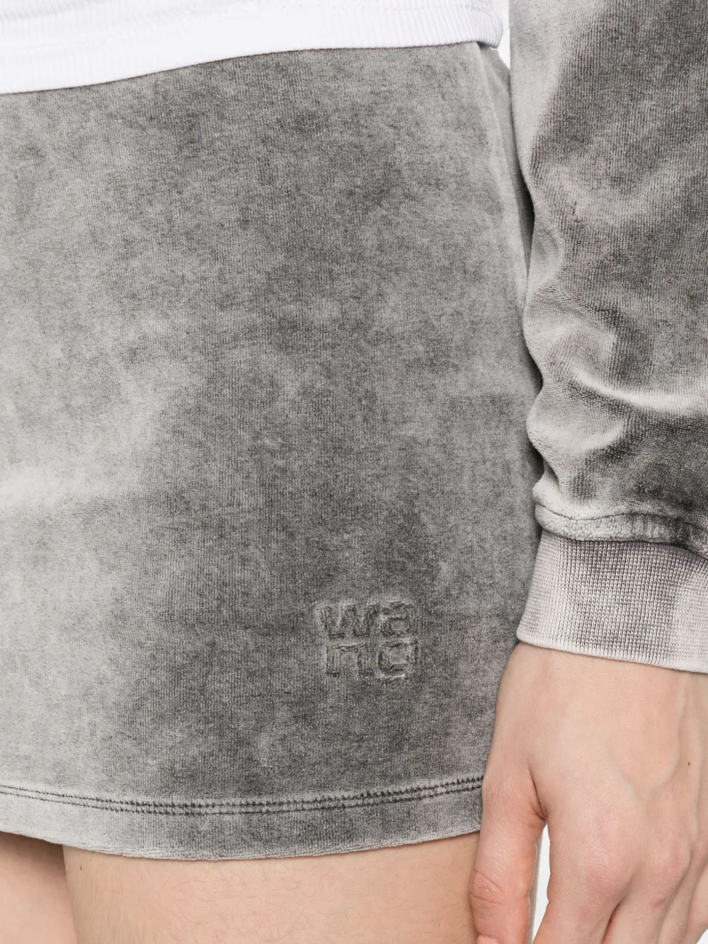 Alexander Wang Embossed Logo Mini Skirt In Gray