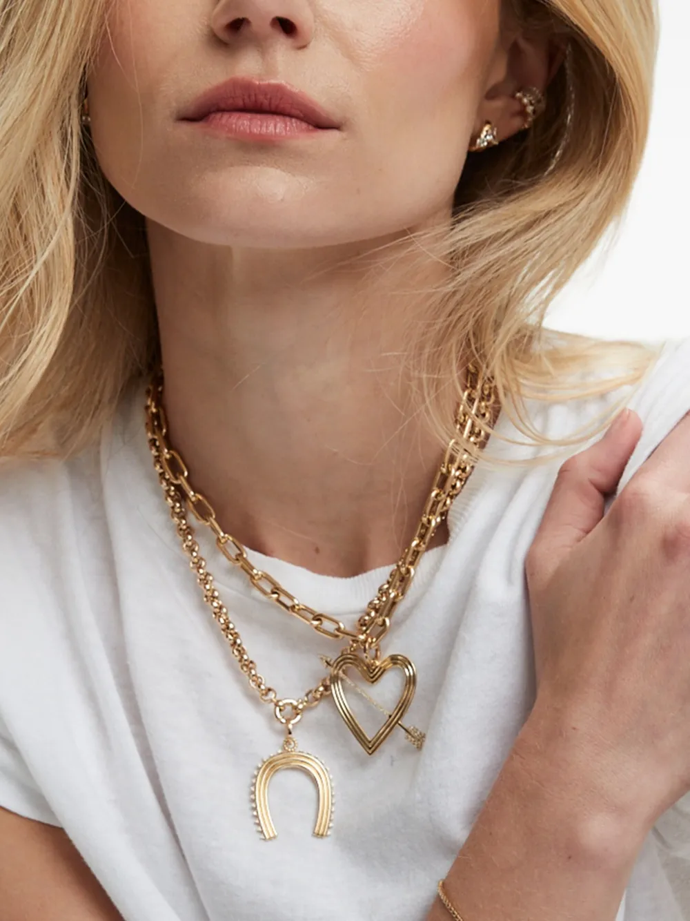 Adina Reyter 14K yellow gold Heart and Arrow diamond necklace | Image 2