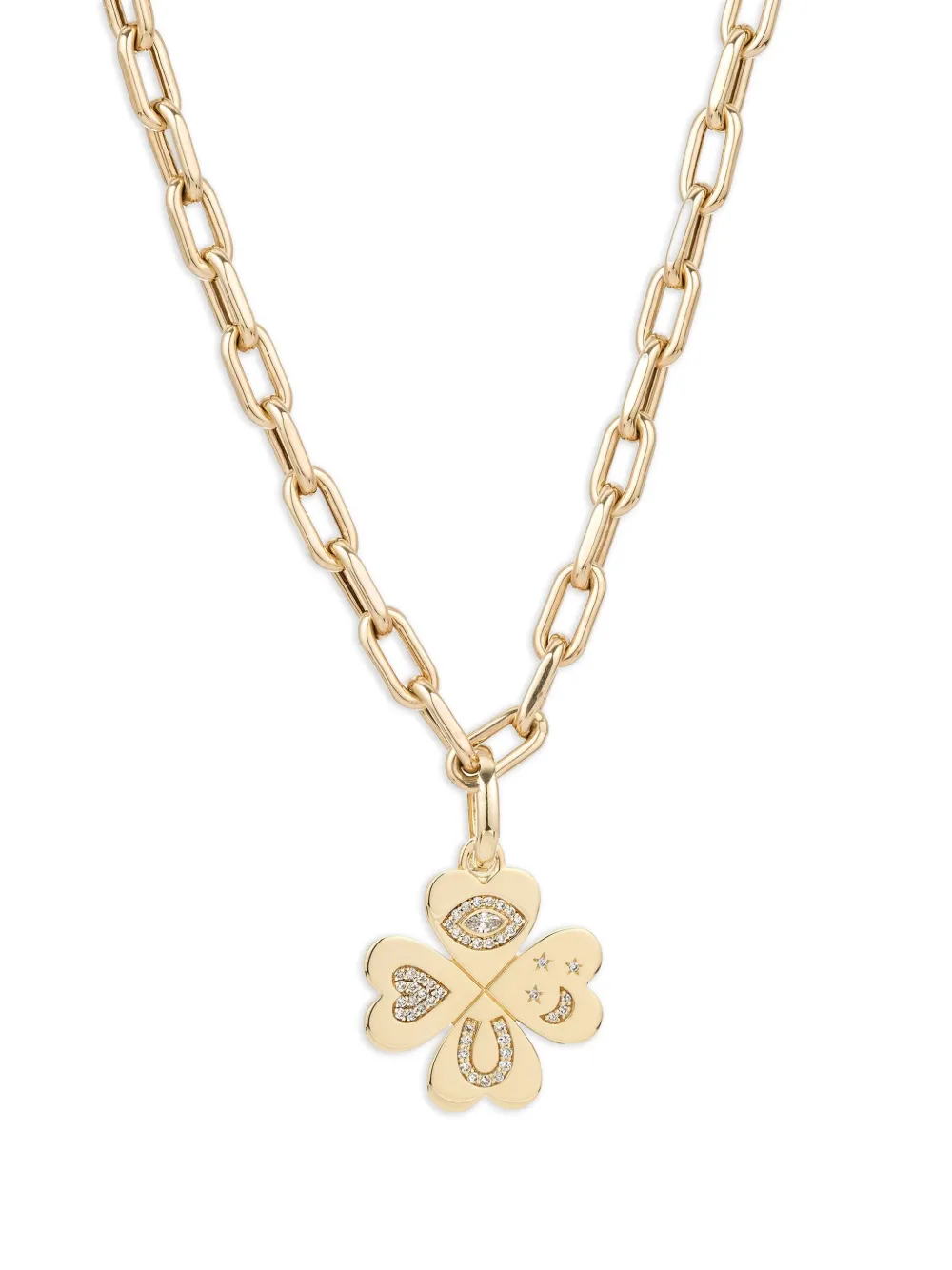 Adina Reyter Clover ダイヤモンド ネックレス 14Kイエローゴールド - ゴールドトーン Adina Reyter Clover ダイヤモンド ネックレス 14Kイエローゴールド - ゴールドトーン