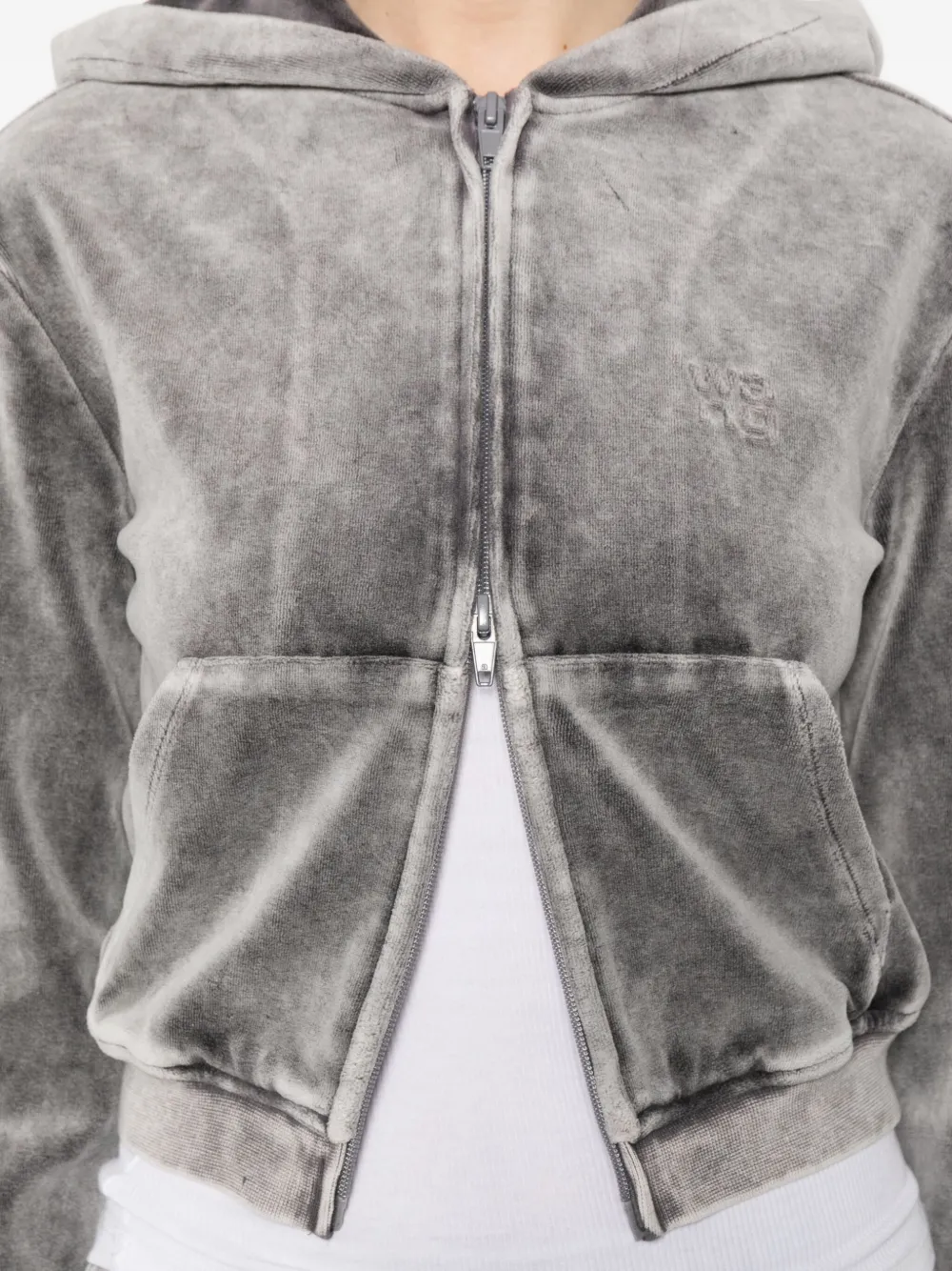 Alexander Wang Zip-up Hoodie In Gray