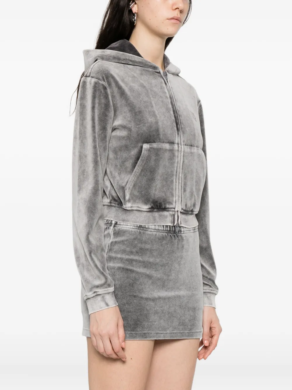 Alexander Wang Zip-up Hoodie In Gray