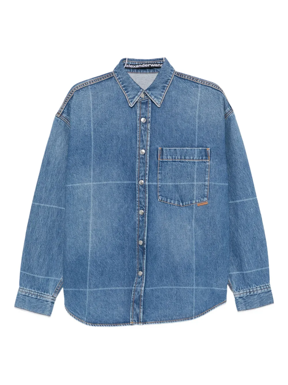 Alexander Wang Grid-pattern Denim Shirt In Blue