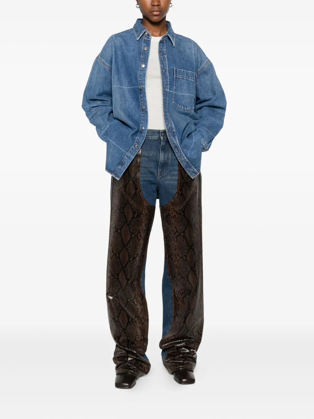 Alexander Wang grid-pattern denim shirt - Blauw