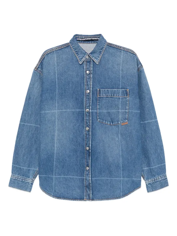 Alexander Wang グリッドパターン デニムシャツ | ブルー | FARFETCH JP