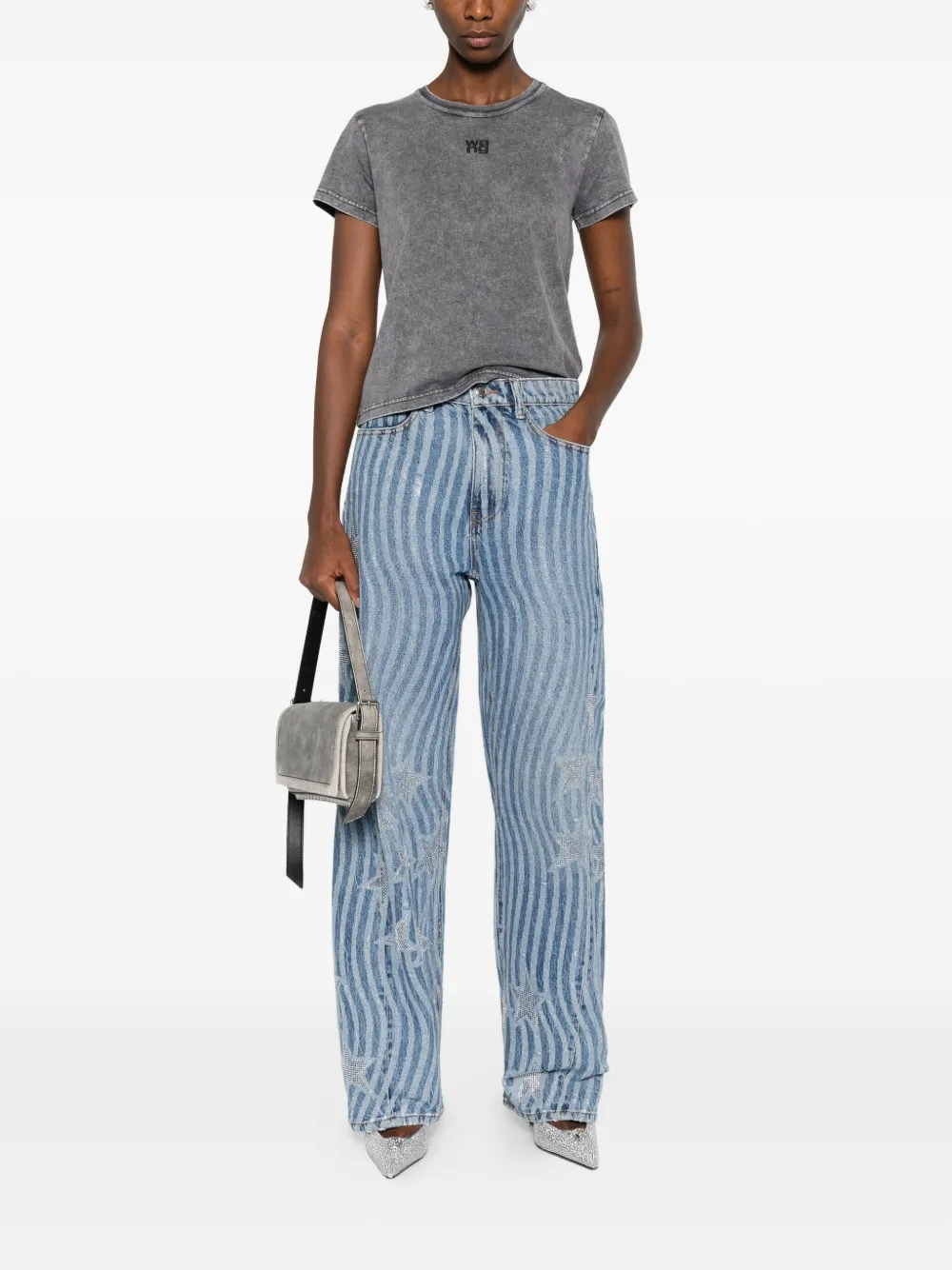 Alexander Wang wave-print star-embellished jeans - Blauw