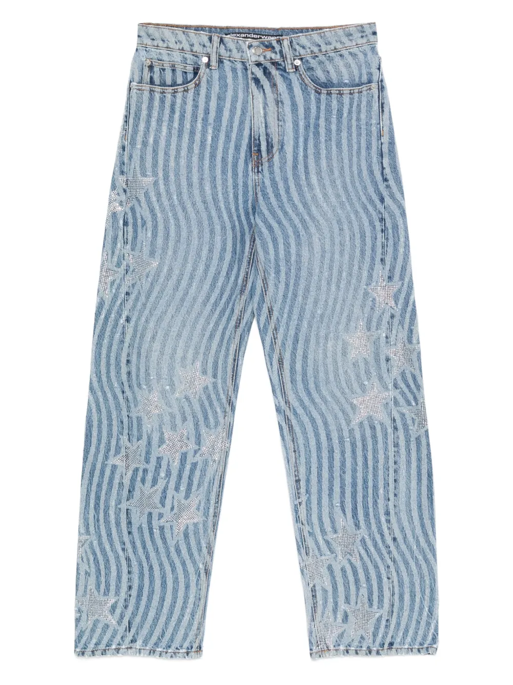 Alexander Wang wave-print star-embellished jeans | Blue | Image 1