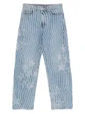 Alexander Wang wave-print star-embellished jeans - Blue