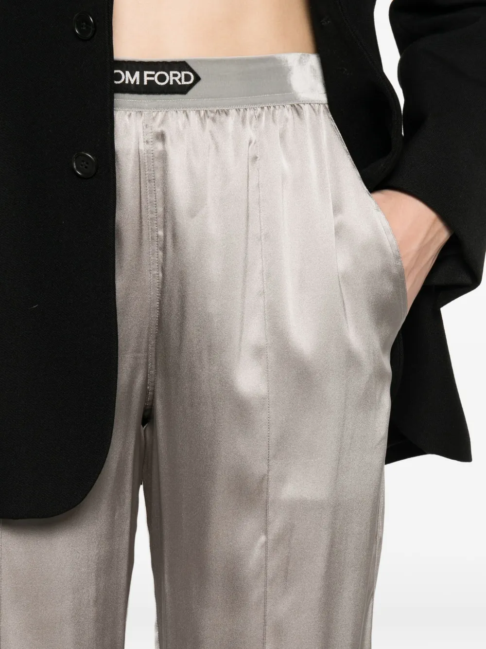 TOM FORD logo-patch trousers Grijs