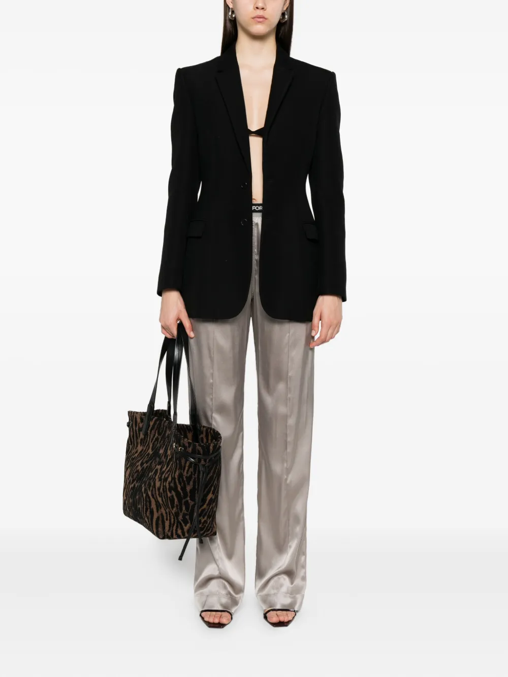 TOM FORD logo-patch trousers Grijs