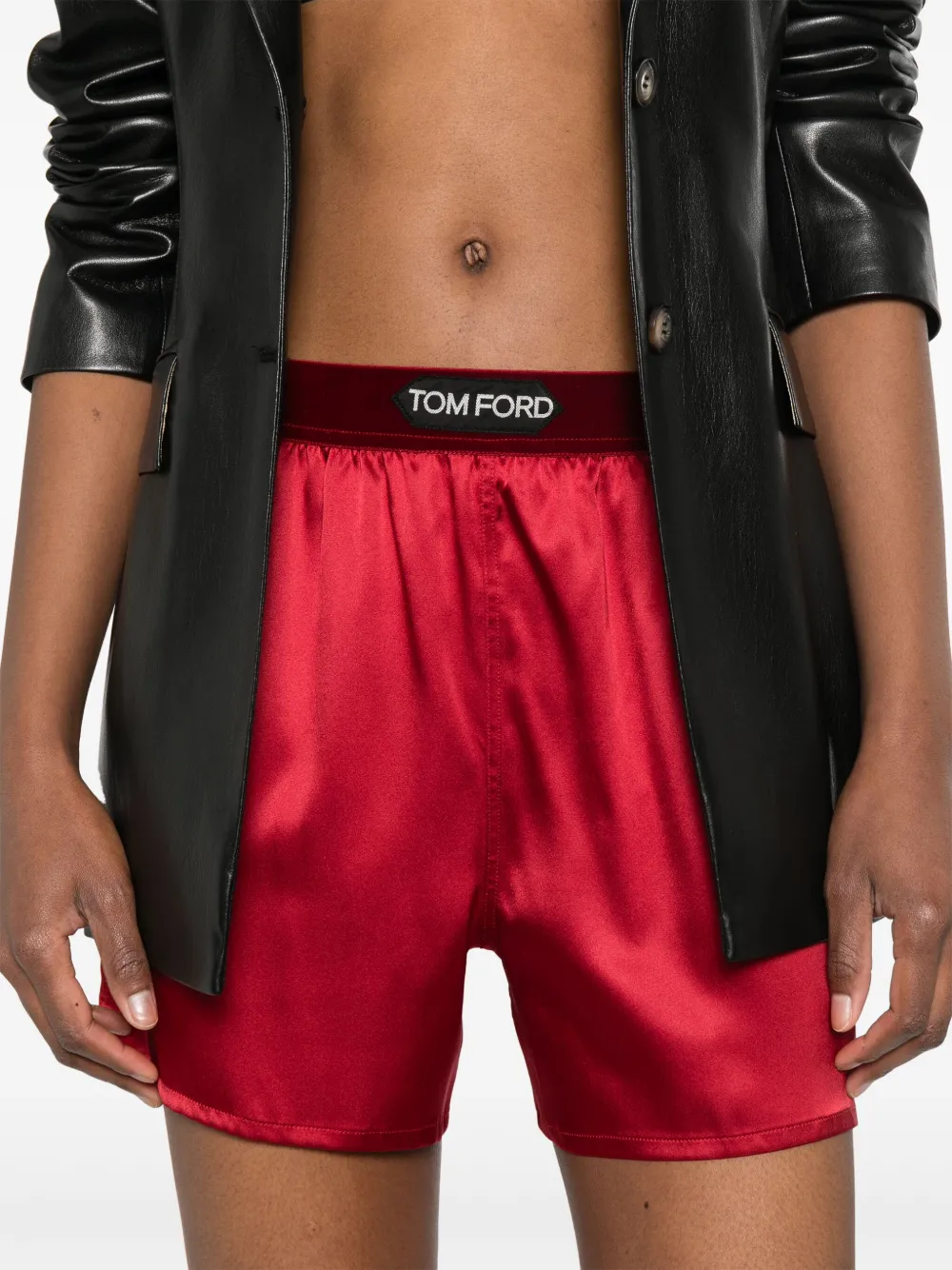 Shop Tom Ford Logo-waistband Shorts