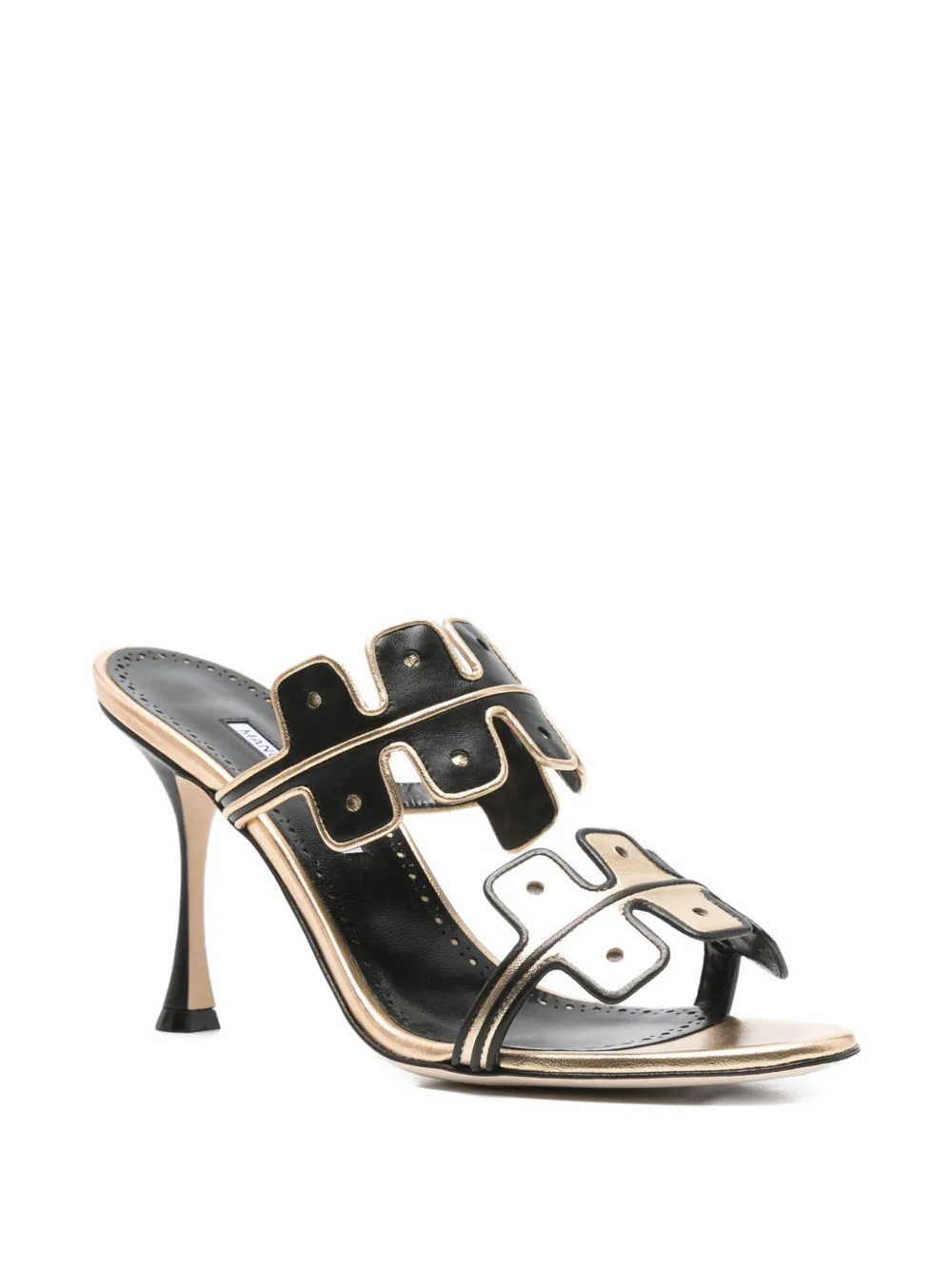 Manolo Blahnik 90mm Aplinanu leather sandals Gold