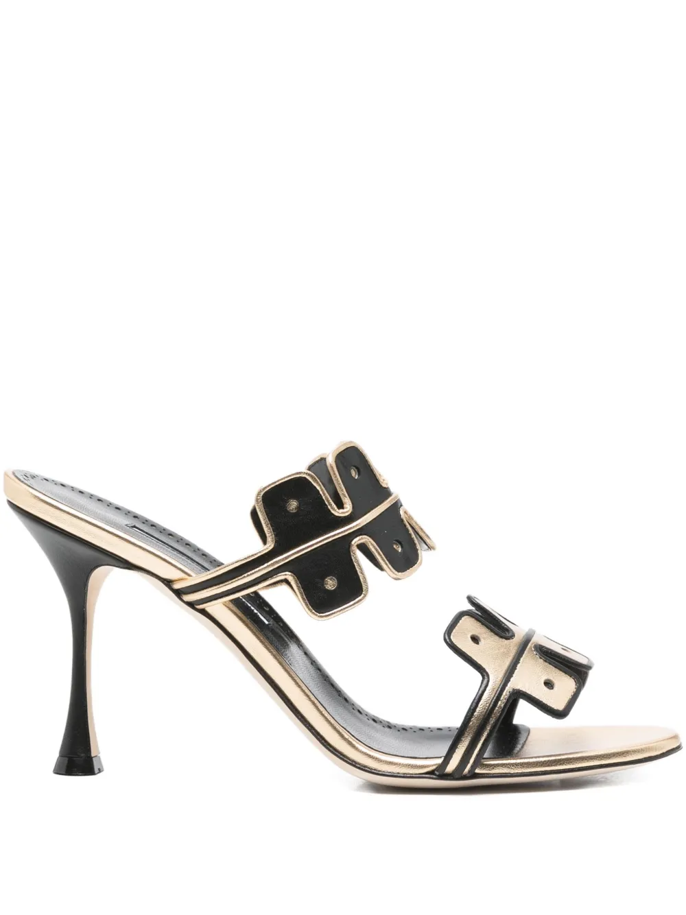 Manolo Blahnik 90mm Aplinanu leather sandals Gold