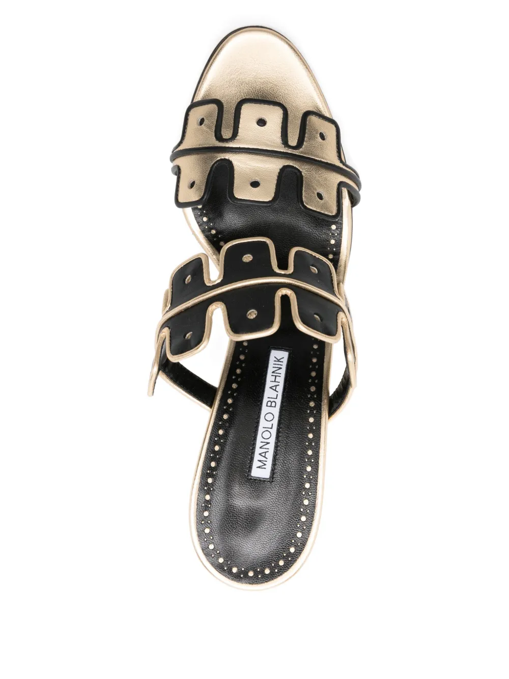 Manolo Blahnik 90mm Aplinanu leather sandals Gold