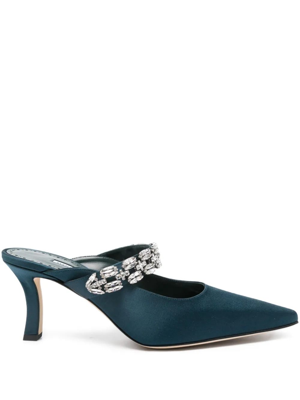 Manolo Blahnik 70mm Tamolmu crystal-embellished satin pumps Blauw