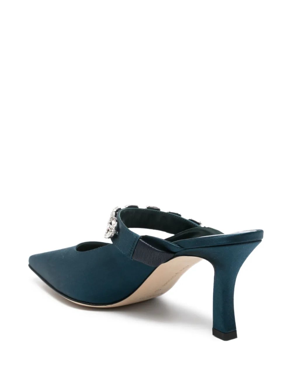 Manolo Blahnik 70mm Tamolmu crystal-embellished satin pumps Blauw