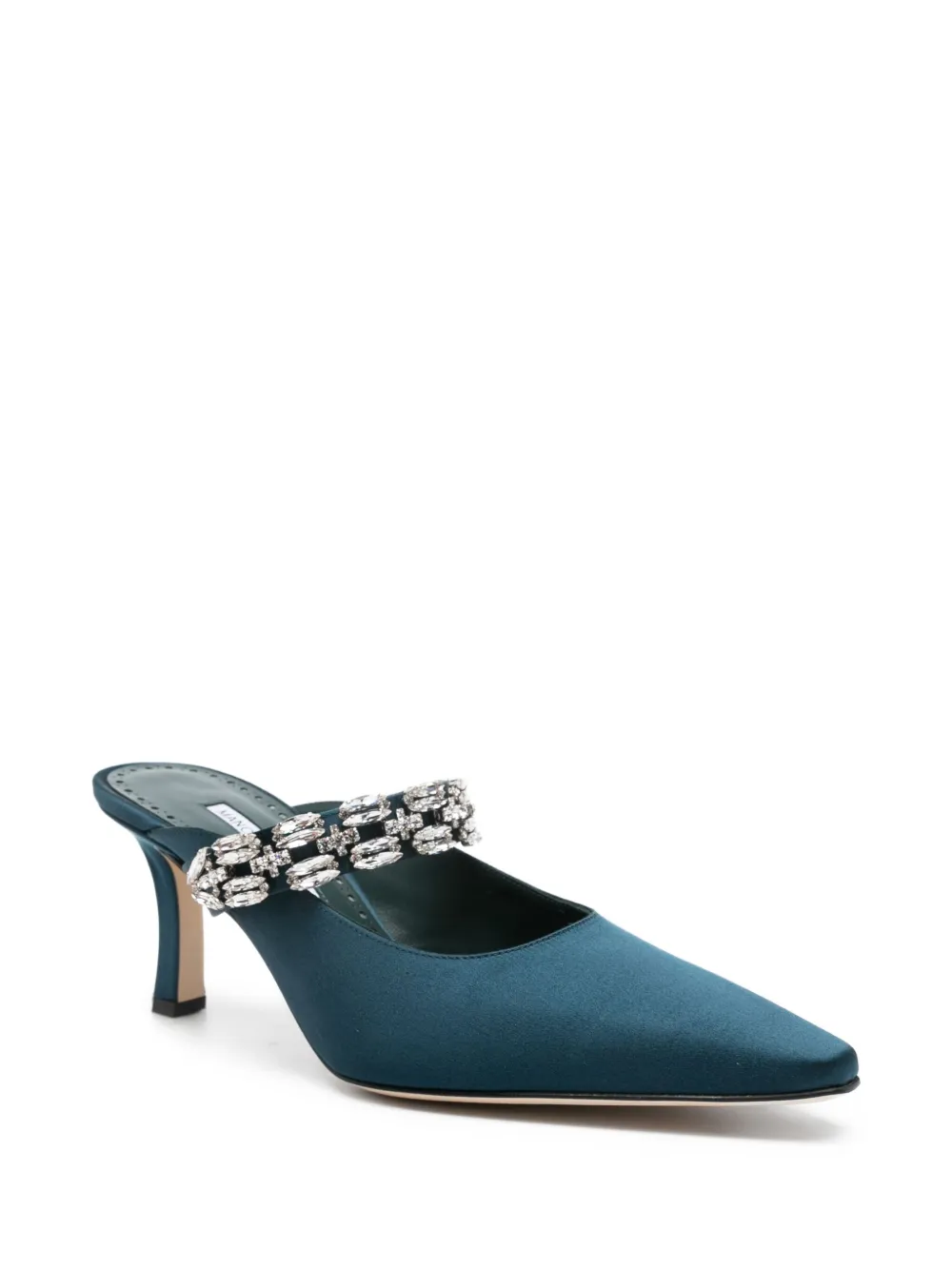 Manolo Blahnik 70mm Tamolmu crystal-embellished satin pumps Blauw