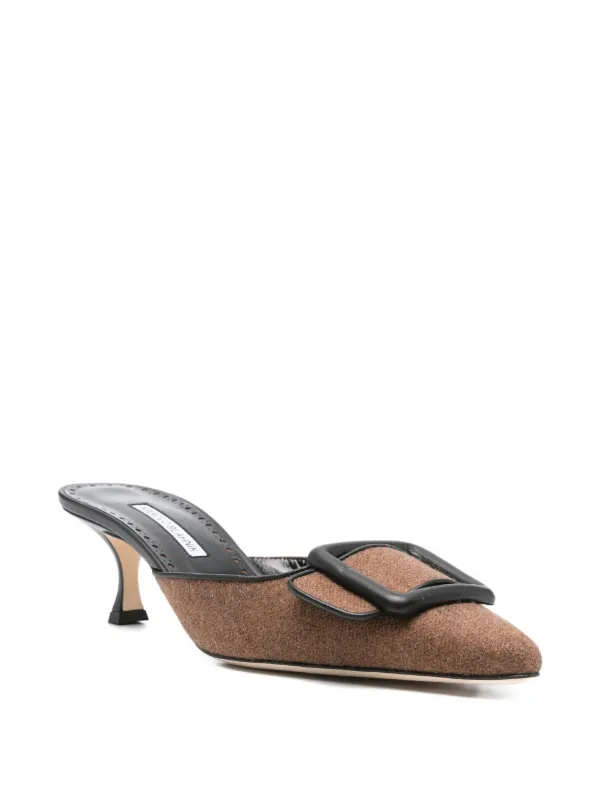 Manolo Blahnik Maysale バックル ミュール 50mm | ブラウン | FARFETCH JP