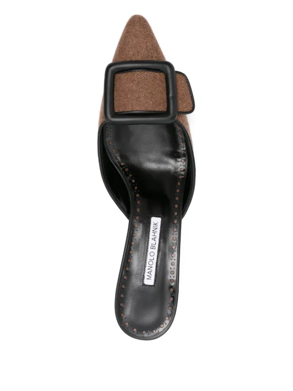 Manolo Blahnik Maysale バックル ミュール 50mm | ブラウン | FARFETCH JP