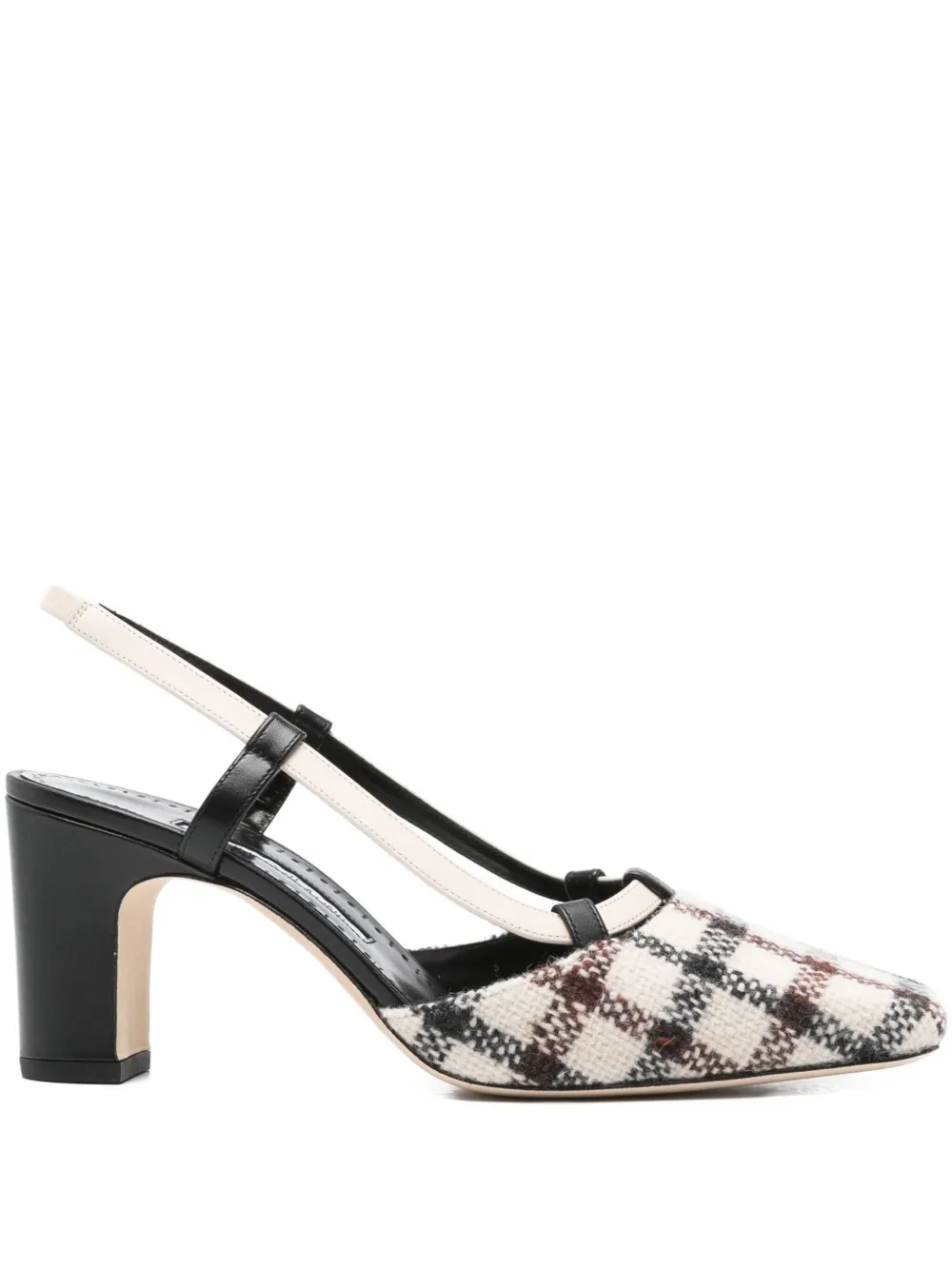 Manolo Blahnik 70mm Vestal checked slingback pumps White