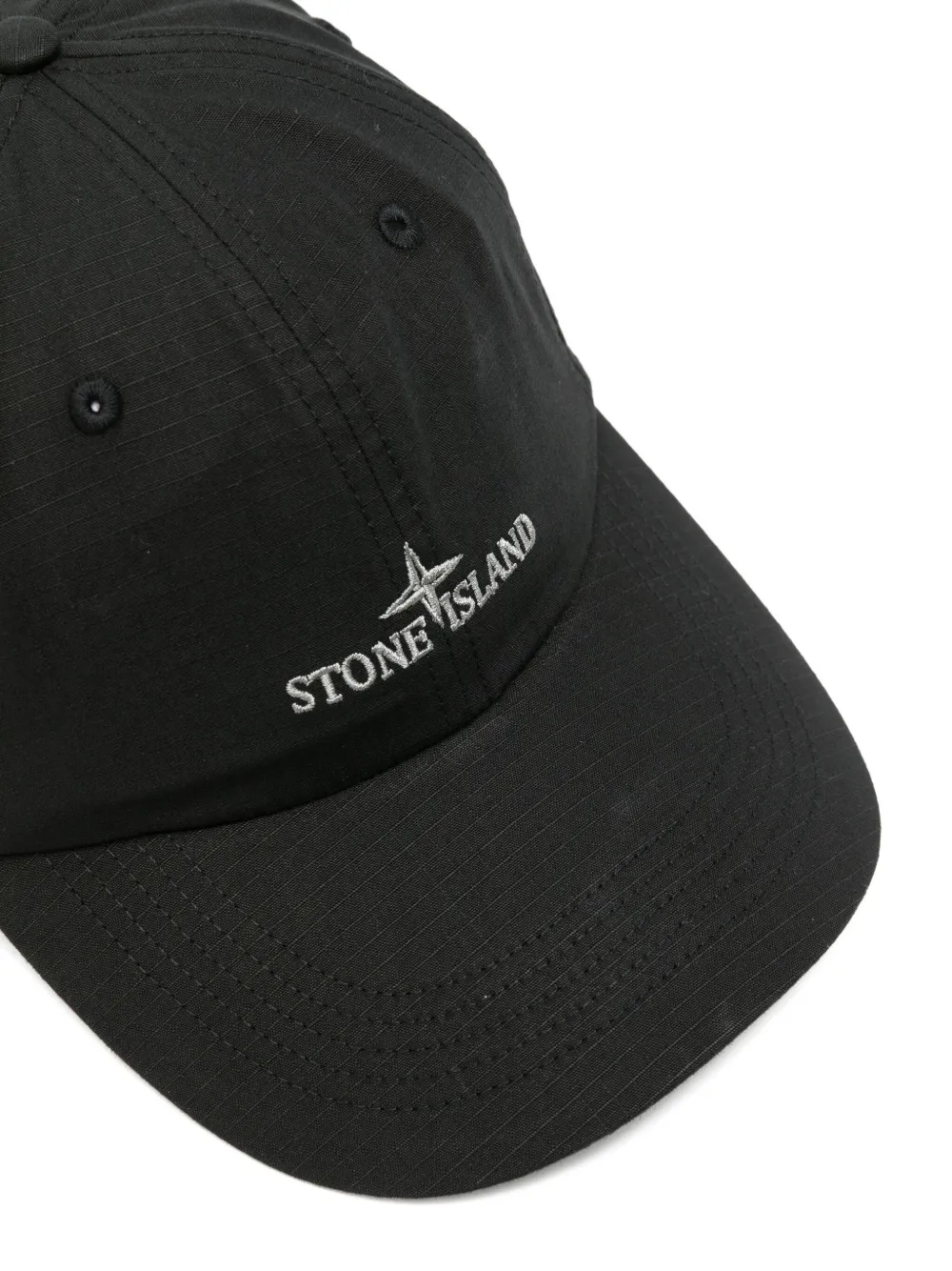 Stone Island Logo-embroidered Ripstop Cap In Black